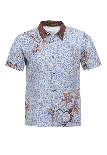 Arjuna Weda Hem Batik Anak Motif Cendrawasih 2 - Cokelat, M