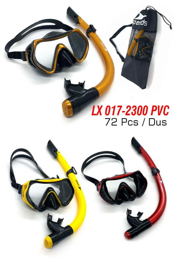 Satu set kacamata renang mask snorkling diving +pipa panjang speeds - Merah