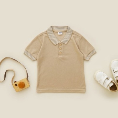 Minicottons Kaos Kerah Polo Shirt Anak Laki laki 1-12 Tahun - Cream, 1-2 tahun