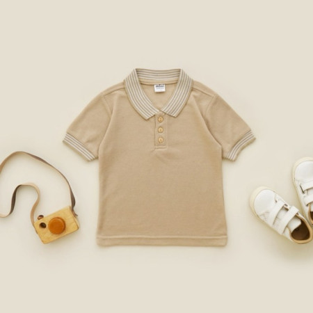 Minicottons Kaos Kerah Polo Shirt Anak Laki laki 1-12 Tahun - Cream, 1-2 tahun