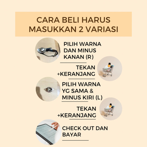 Kacamata Renang Minus Wave GA2409E Beda Minus Kiri Kanan -1.5 to -3.5 - Hitam, L2.5