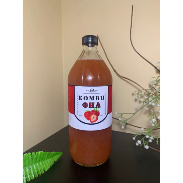 1 LITER KOMBUCHA RASA STRAWBERRY BUAH ASLI