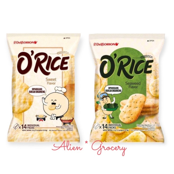 Delfiorion O’Rice O Rice K Rice Crackers Sweet Seaweed Rumput Laut Snack Beras