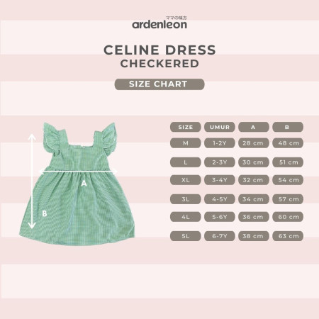 ARDENLEON Girls Celin Dress Checkered Rok Anak (1-7 Yr) - Baby Blue,5L (6-7 Yr)