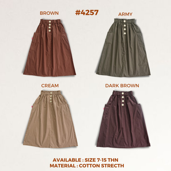 NomenaKids ~ 4257 Rok panjang rempal katun anak perempuan - 13-15 tahun, CREAM