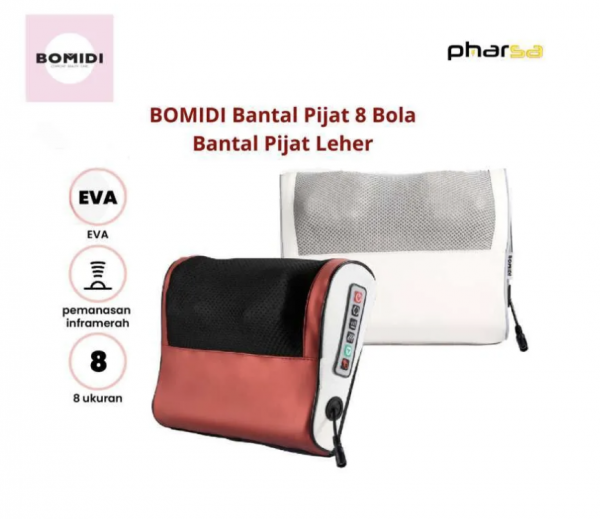 [Pharsa] BOMIDI Bantal Pijat 8 Bola Massage Pillow Bantal Pijat Leher Punggung Portable Car And Home MP1