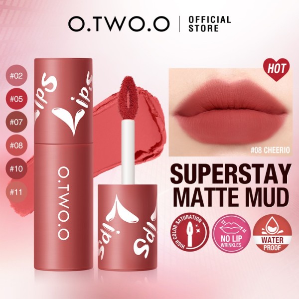 O.TWO.O 2 In 1 Velvet Matte Lipstik Tahan Lama Makeup Bibir Lip Cheek - #07