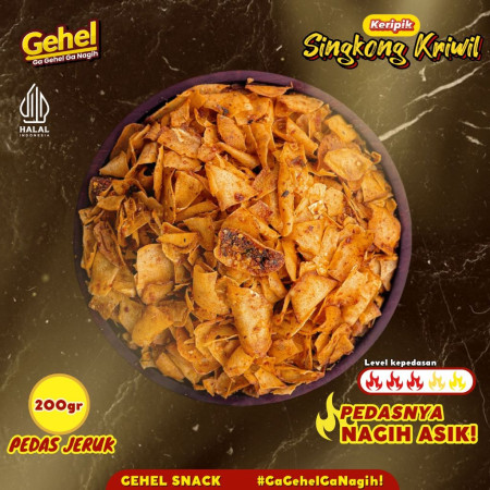 GEHEL KERIPIK SINGKONG KRIWIL 200 GRAM Pedas Jeruk - Makanan Ringan