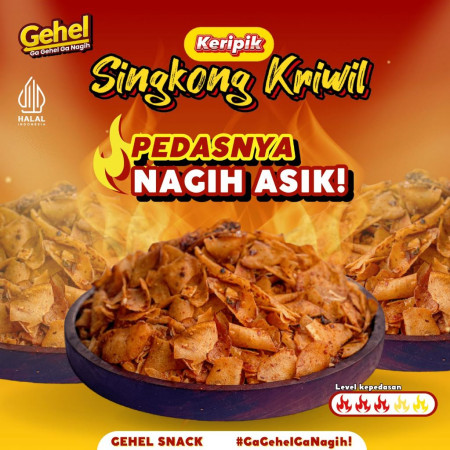 GEHEL KERIPIK SINGKONG KRIWIL 200 GRAM Pedas Jeruk - Makanan Ringan