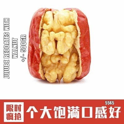 Snack Red Dates Reddate With Walnut Jujube Kurma Merah Dengan Kacang Walnut +/- 500gr