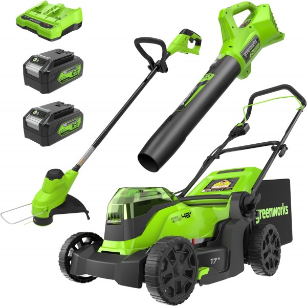 Greenworks Brushless Mower + String Trimmer + 320CFM Blower