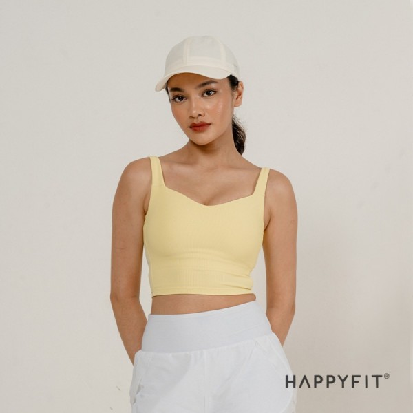 Happyfit Ribbed Tennis Tank Sports Bra / Bra Olahraga Tennis