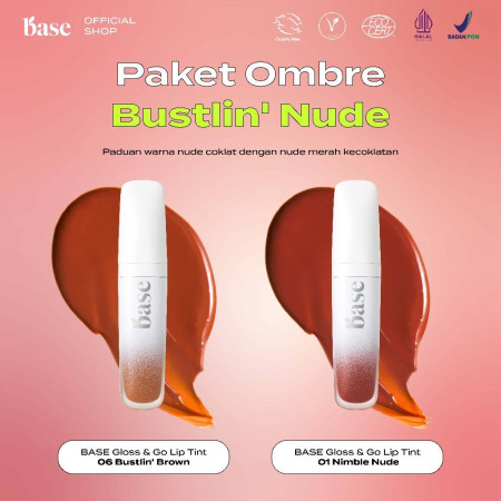 BUY 1 GET 1 - BASE Gloss & Go Lip Tint Paket Ombre - BustlinNude