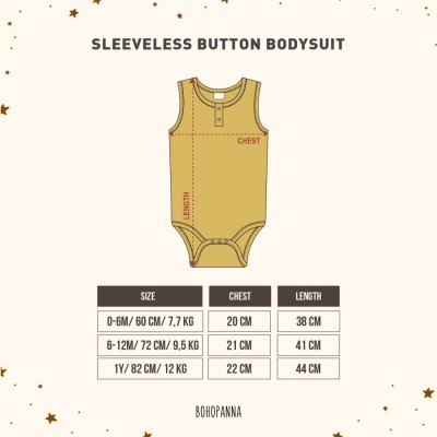 BOHOPANNA - SLEEVELESS BUTTON BODYSUIT- JUMPER BAYI - SILVERLAKE, 0-6M
