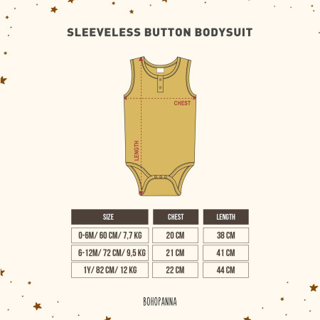BOHOPANNA - SLEEVELESS BUTTON BODYSUIT- JUMPER BAYI - SILVERLAKE, 0-6M