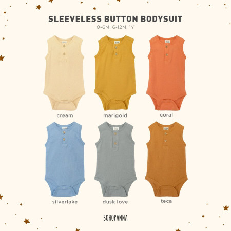 BOHOPANNA - SLEEVELESS BUTTON BODYSUIT- JUMPER BAYI - SILVERLAKE, 0-6M