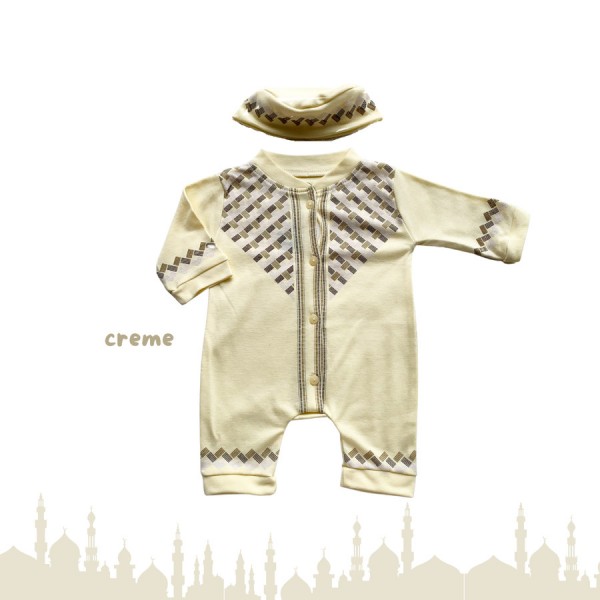 jumper koko bayi koko jumper aqiqah jumper muslim bayi anak 12 bulan - krem