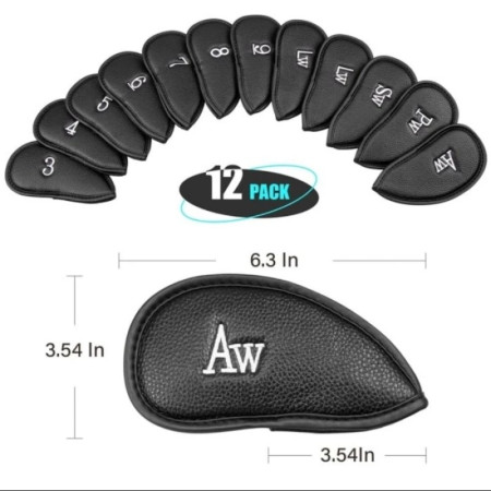 Cover golf club kulit sintetis PU iron headcover 12pcs