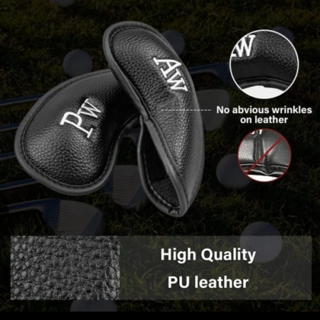 Cover golf club kulit sintetis PU iron headcover 12pcs