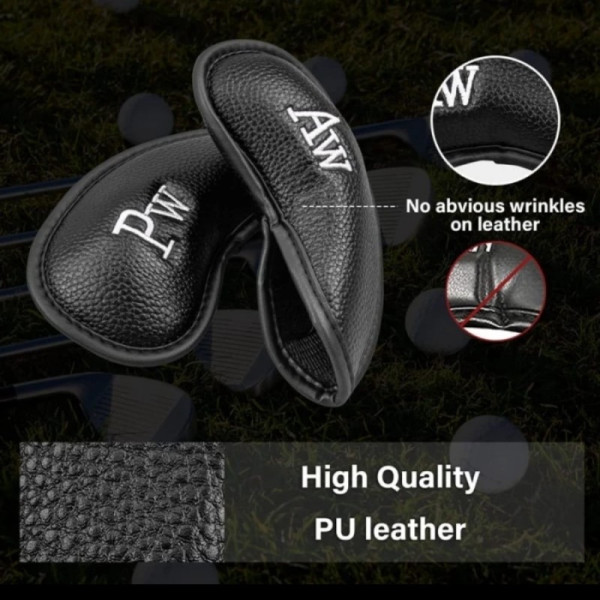 Cover golf club kulit sintetis PU iron headcover 12pcs