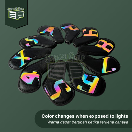 Reflective Number Iron Set Head Cover Golf - Sarung Penutup Stick Club