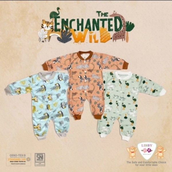 LIBBY Baju Kodok Panjang / Jumpsuit Bayi/Baby Motif (0-3M) - Unisex, Buka Kaki