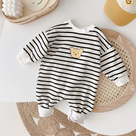 Baju jumper anak unisex motif salur bear 3-24 bulan / pakaian premium - 59