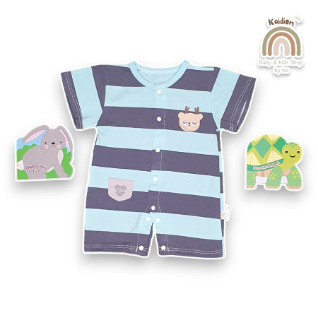 Baby Jumper Motif Stripe 9-24 Bulan (Jumper Anak Laki-laki) - Biru Abu, 9-12 Bulan