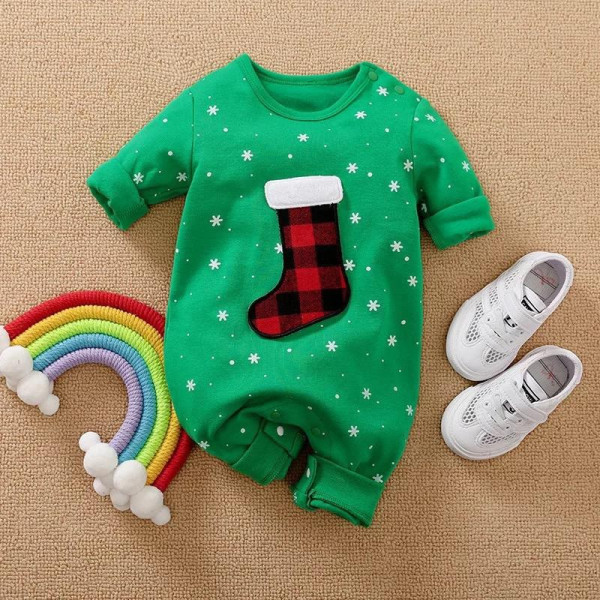 Jumper bayi 0-2 tahun motif natal hijau baju anak lengan panjang impor - 59