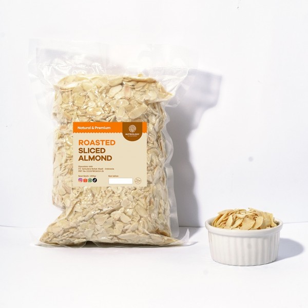 Almond Sliced panggang 1 kg Nuts roasted iris Natural Premium Alami Healthy nuts superfood Snack Crunchy