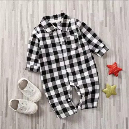 JUMPER BAYI LENGAN PANJANG / JUMPER BAYI MOTIF KOTAK / BAJU BAYI LAKI - BA-274 (HITAM), 80