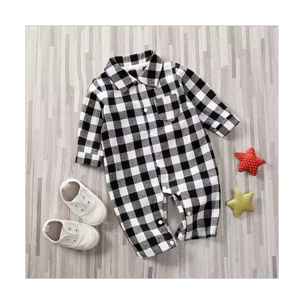 JUMPER BAYI LENGAN PANJANG / JUMPER BAYI MOTIF KOTAK / BAJU BAYI LAKI - BA-274 (HITAM), 80