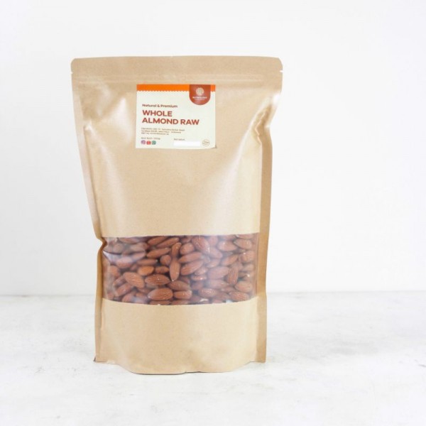 Kacang Almond Utuh Mentah Raw whole nuts 1 KG Natural Premium Alami