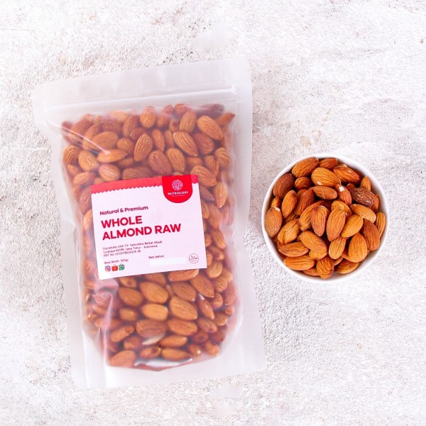 Almond Utuh Mentah 250 gr whole nuts kacang Natural Premium Alami Healthy Nuts Superfood