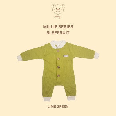 NARY MILLIE SERIES - Sleepsuit Baby -Sleepsuit Bayi 0-12 Bulan (1 Pcs) - LIME GREEN, 3-6 m
