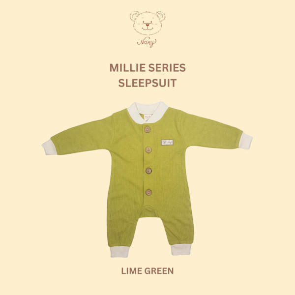 NARY MILLIE SERIES - Sleepsuit Baby -Sleepsuit Bayi 0-12 Bulan (1 Pcs) - LIME GREEN, 3-6 m