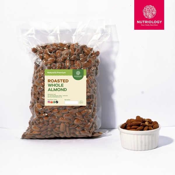 Almond panggang Utuh 250 gr whole nuts roasted kacang Natural Premium Alami Healthy Nuts Superfood snack crunchy