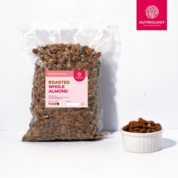 Almond panggang Utuh 500 gr whole nuts roasted kacang Natural Premium Alami Healthy Nuts Superfood snack crunchy