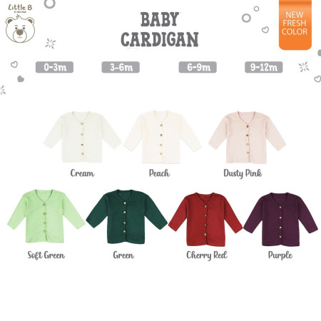 Little B By MacBear Baju Bayi Cardigan Basic Collection Little Jade - Cameo Blue, SIZE 6-9M