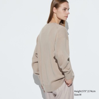 Uniqlo Sweater Rileks Katun Lembut Kerah Bulat Lengan Panjang