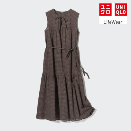 Uniqlo Gaun Katun Ringan Tanpa Lengan 02 - 34 BROWN