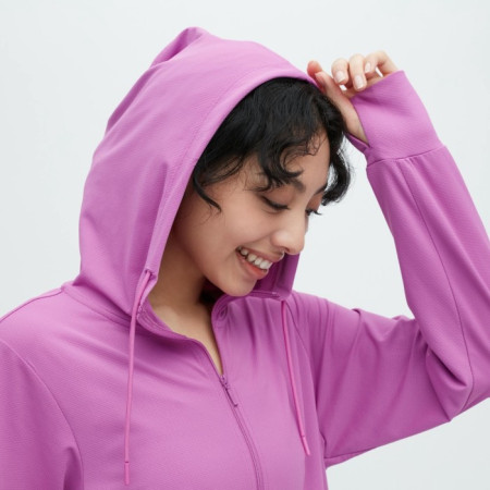Uniqlo AIRism Jaket Mesh Hoodie Proteksi Sinar UV Lengan Panjang