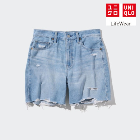 Uniqlo Celana Pendek Denim Baggy Pinggang Tinggi