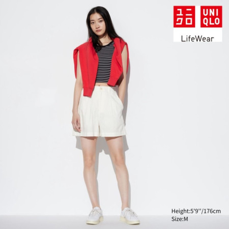 Uniqlo Celana Pendek Katun Linen 05 - 01 OFF WHITE