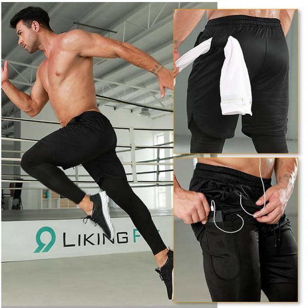 AirFit - Celana Training Panjang Olahraga Pria Lari Gym Fitness Saku