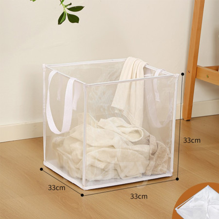 Keranjang Laundry Bag 1 2 Tingkat Jaring Lipat Baju Cucian Serbaguna - 1 Tingkat Putih