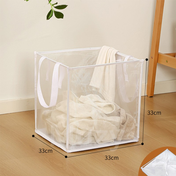 Keranjang Laundry Bag 1 2 Tingkat Jaring Lipat Baju Cucian Serbaguna - 1 Tingkat Putih