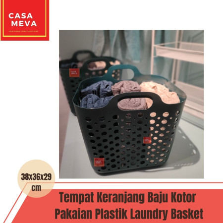 Tempat Keranjang Baju Kotor Pakaian Plastik Laundry Basket - Pink