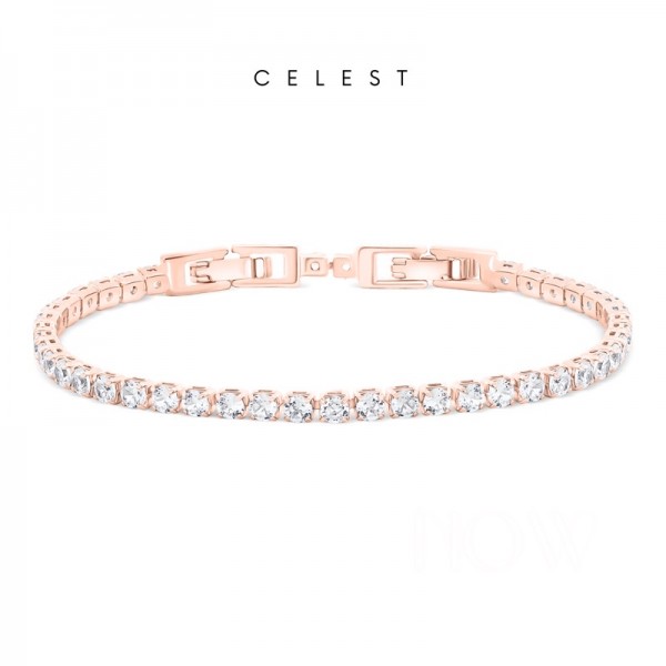 Celest - Eternal Rose Gold Tennis Bracelet Jewelry (Adjustable) | Aksesoris Perhiasan Gelang Wanita Lapis Emas Asli 18K Gold Plated