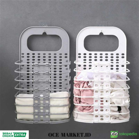Keranjang Pakaian Kotor Dapat Di Lipat dan Gantung Ukuran Besar-Gray